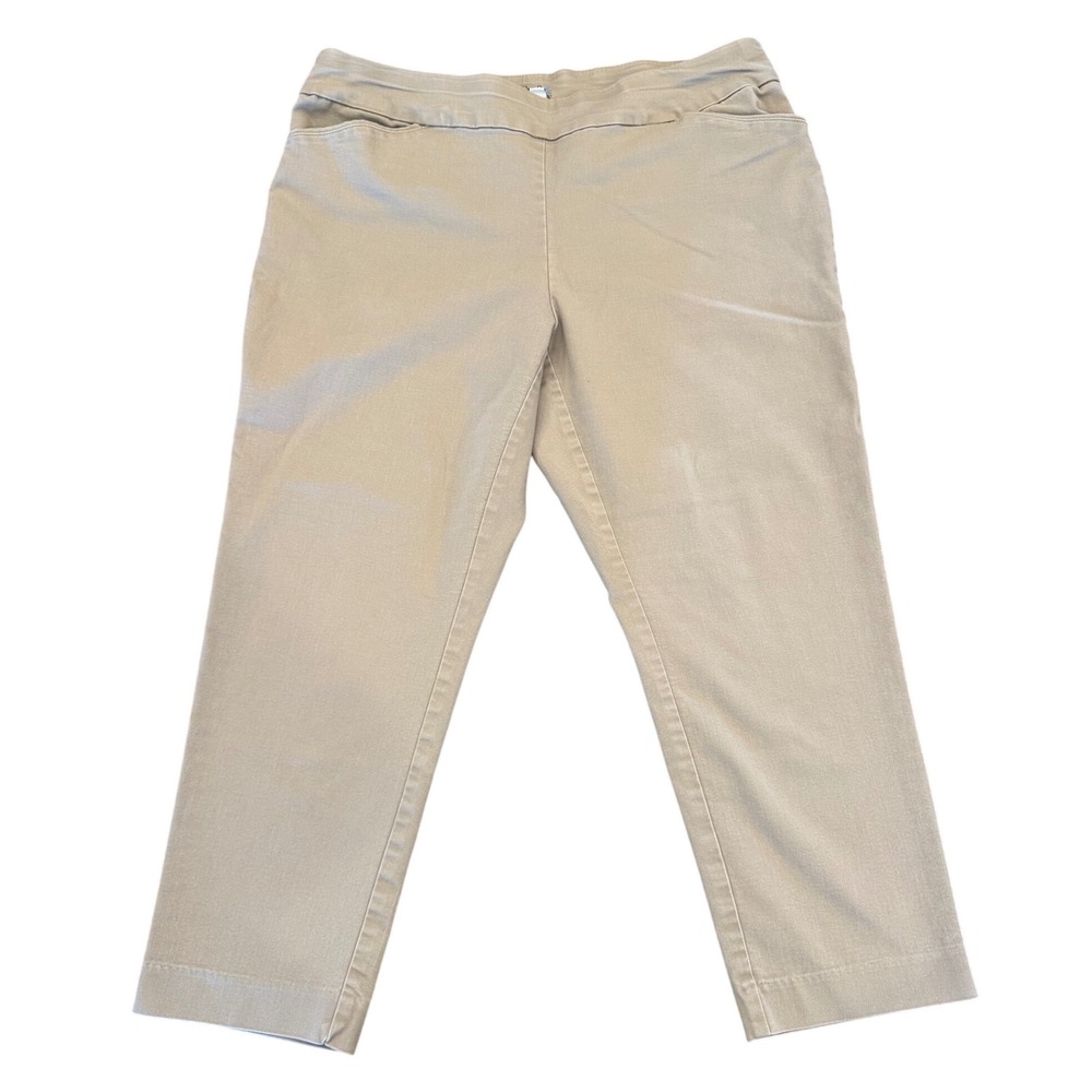 Croft & Barrow Effortless Stretch Pants Khaki Tan Pull On Women 18W Short